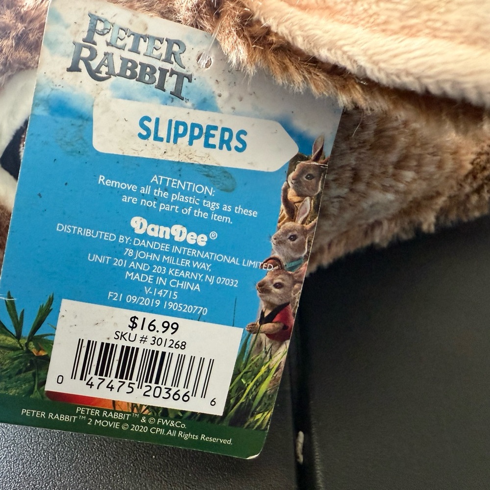 Peter Rabbit Brown Kids Slippers - Picture 3 of 5